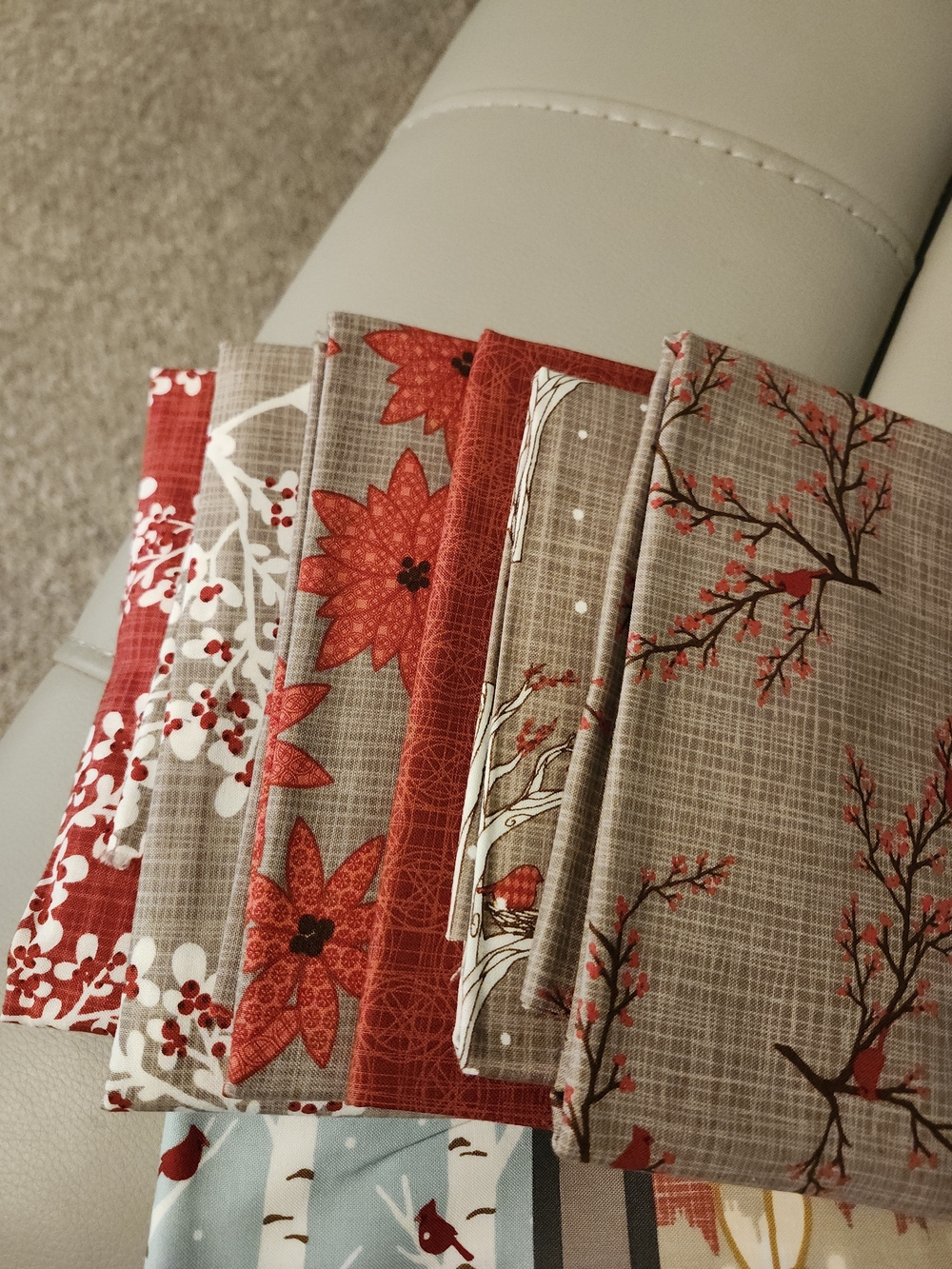 Holiday Red & Taupe Floral Fabric Bundle
